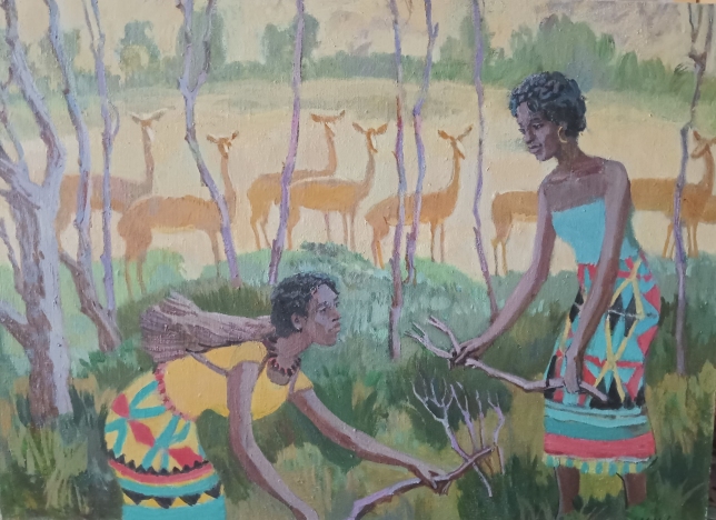 Painting for sale online - Gathering firewood