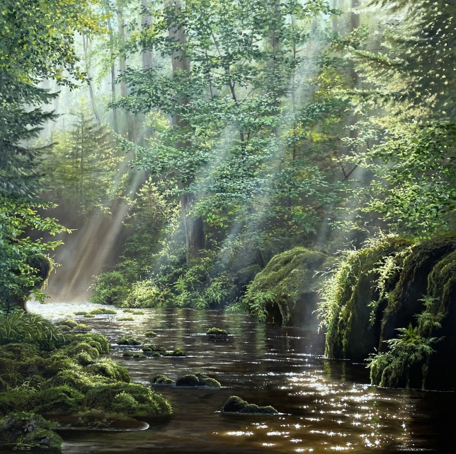 Painting for sale online - Forest stream