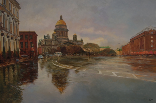 Painting for sale online - St Isaacs Cathedral Square in St Petersburg
