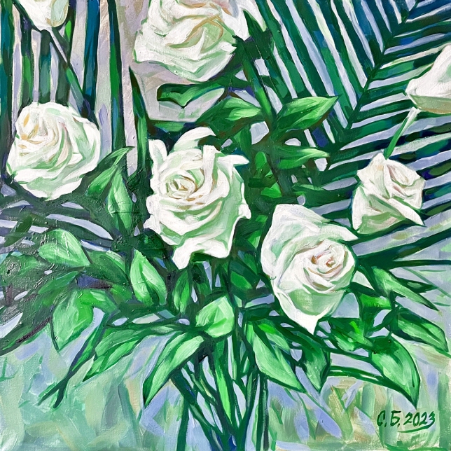 Painting for sale online - White roses