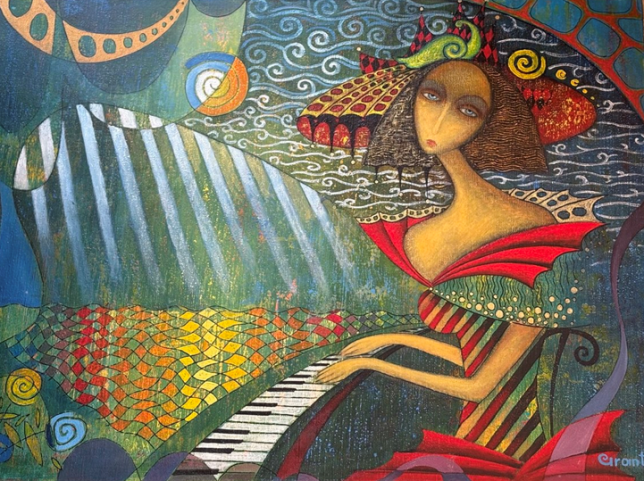 Painting for sale online - Lady pianist 