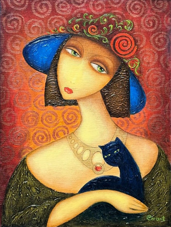 Painting for sale online - Lady with a Cat
