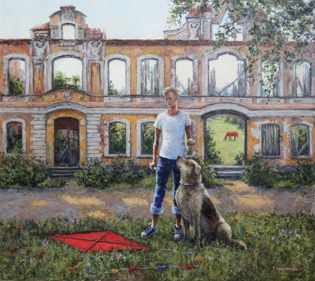 Painting for sale online - A boy with a dog