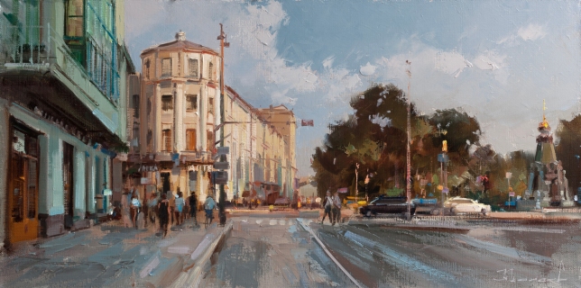 Painting for sale online - House with pharmacy Lubyansky passage.