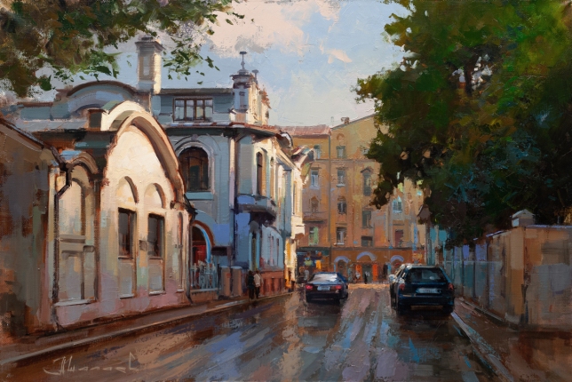 Painting for sale online - After a little rain on Thursday. Skaryatinsky lane.