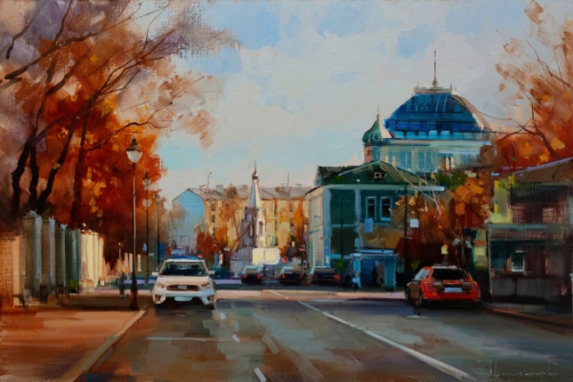 Painting for sale online - When autumn comes on Bolshaya Nikitskaya Moscow.