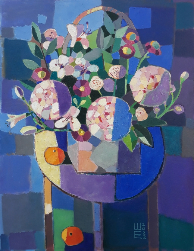 Painting for sale online - A bouquet of flowers and tangerines