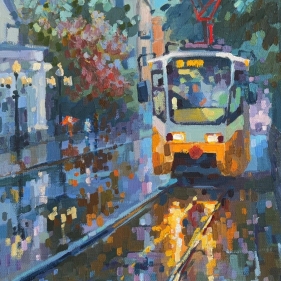 Painting for sale online - Yellow tram