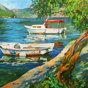 Painting for sale online - In the azure light, in the olive coolness