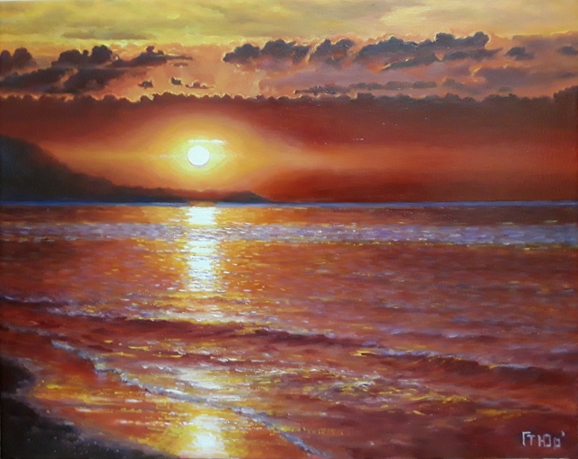 Painting for sale online - The All-seeing eye of the crimson sunset
