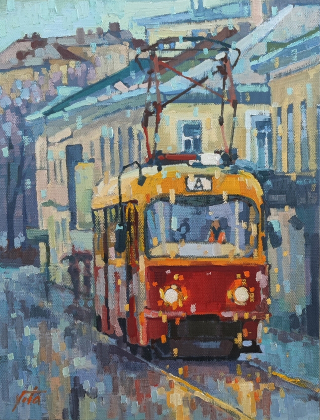 Painting for sale online - Annushka in the wet twilight