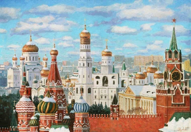 Painting for sale online - Moscow Kremlin under a blanket of snow