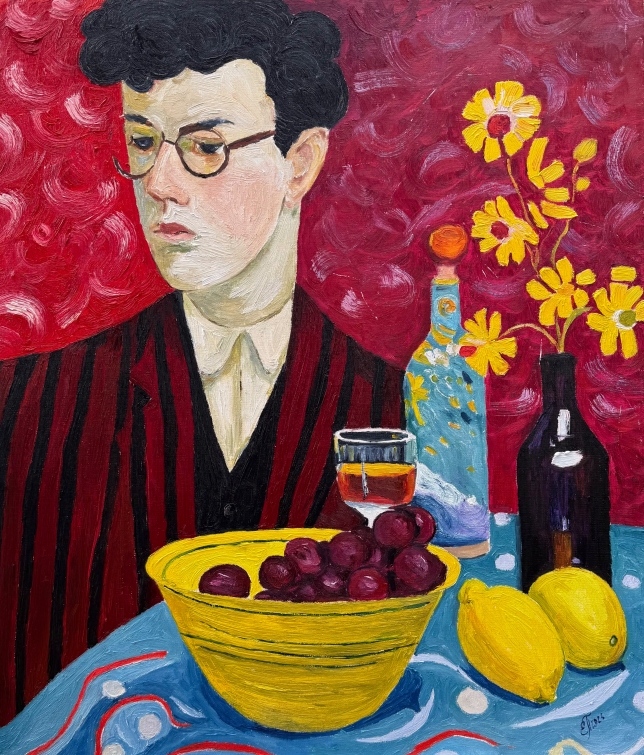 Painting for sale online - Kolya is a young man in a striped jacket
