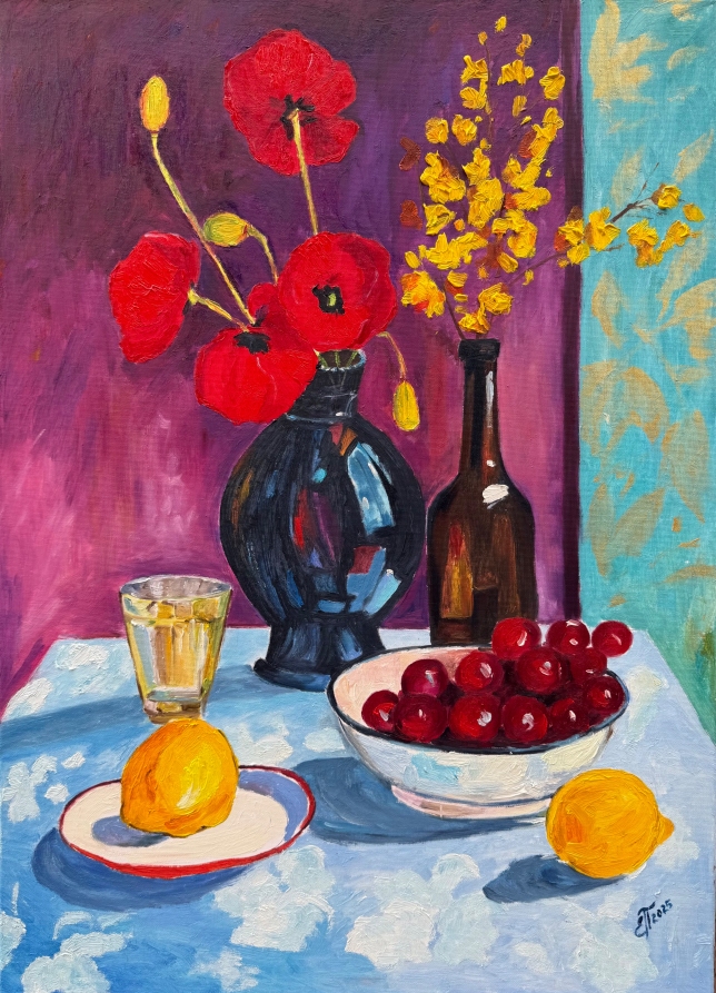 Painting for sale online - Still life with poppies