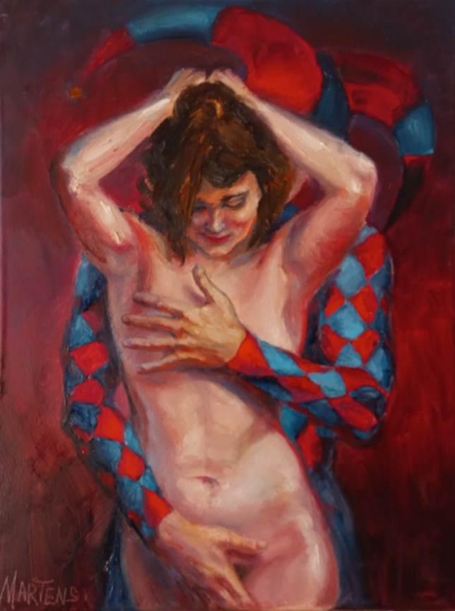 Painting for sale online - Harlequin and Columbine